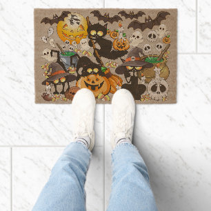 Halloween Cats Funny Party Fiber Doormat