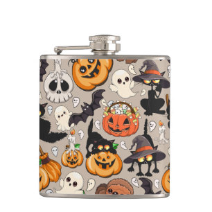 Halloween Cats Funny Party Flask