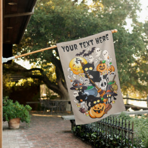Halloween Cats Funny Party House Flag