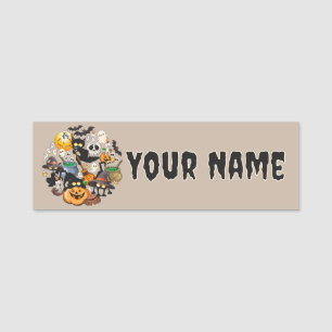 Halloween Cats Funny Party Name Tag
