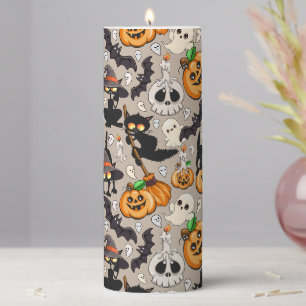 Halloween Cats Funny Party Pillar Candle