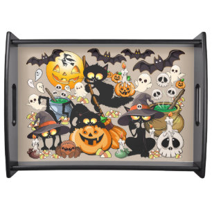 Halloween Cats Funny Party Serving Tray
