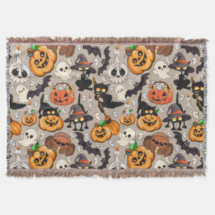 Halloween Cats Funny Party Throw Blanket