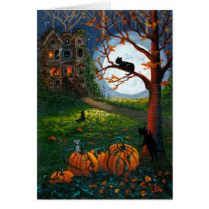 Halloween Cats Haunted House Creationarts Cards