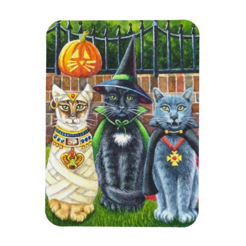 Halloween Cats in Costume Watercolor Art Magnet