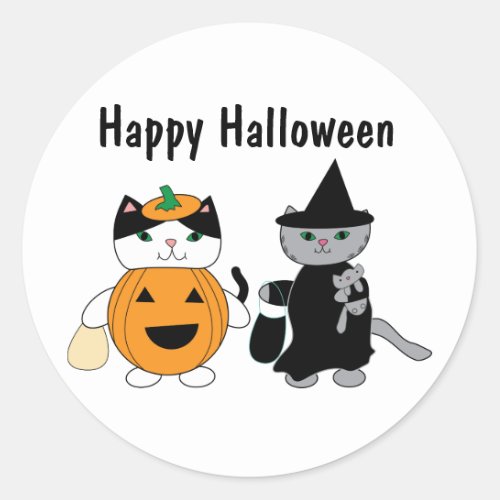 Halloween Cats in Costumes Classic Round Sticker