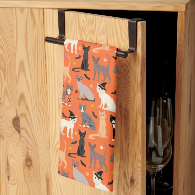 Halloween Cats Kitchen Towel (Thirds Fold)