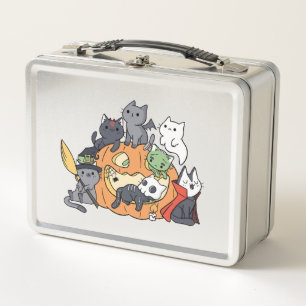 Halloween Cats Kittens Metal Lunch Box