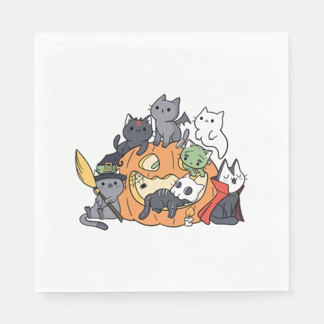 Halloween Cats Kittens Napkins (Front)