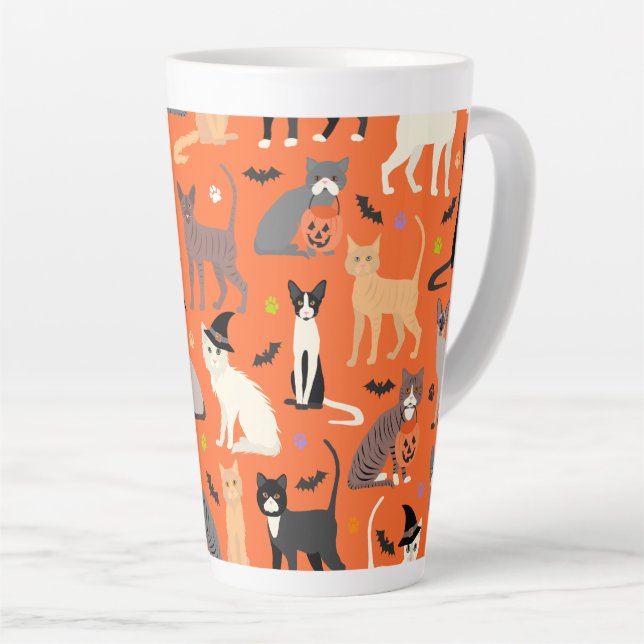 Halloween Cats Latte Mug (Right Angle)