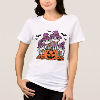 Halloween Cats on Pumpkins Tri-Blend Shirt