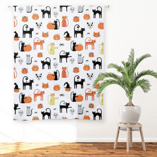 Halloween Cats Pattern Sheer Curtains