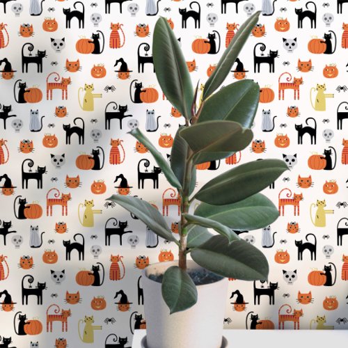 Halloween Cats Pattern Wallpaper