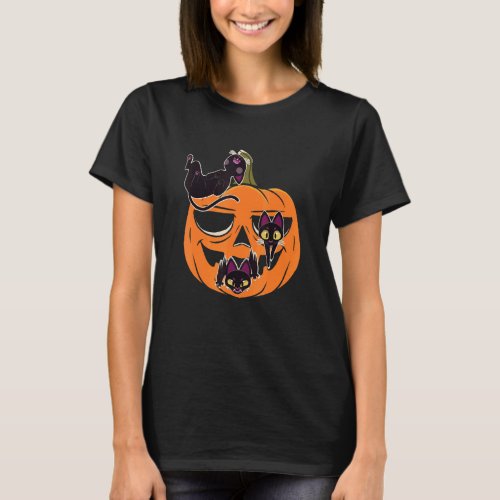 Halloween Cats  Pumpkin Costume Party Scary Pumpk T_Shirt