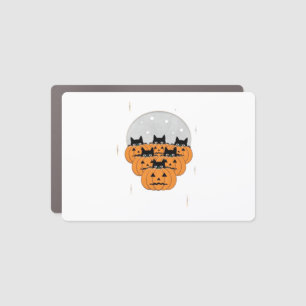 Halloween  Cats  Pumpkins  Black Background  Illus Car Magnet