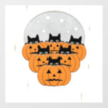Halloween  Cats  Pumpkins  Black Background  Illus Wall Decal