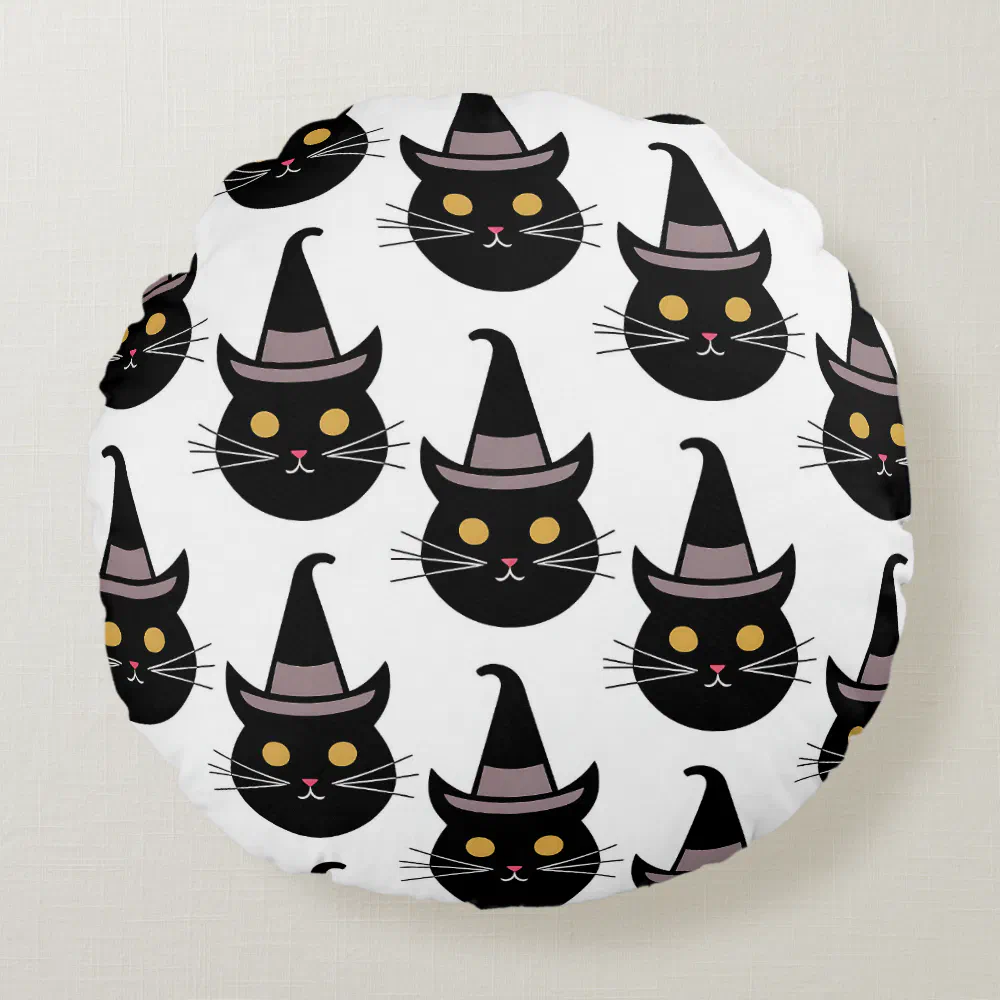 Halloween Cats Round Pillow