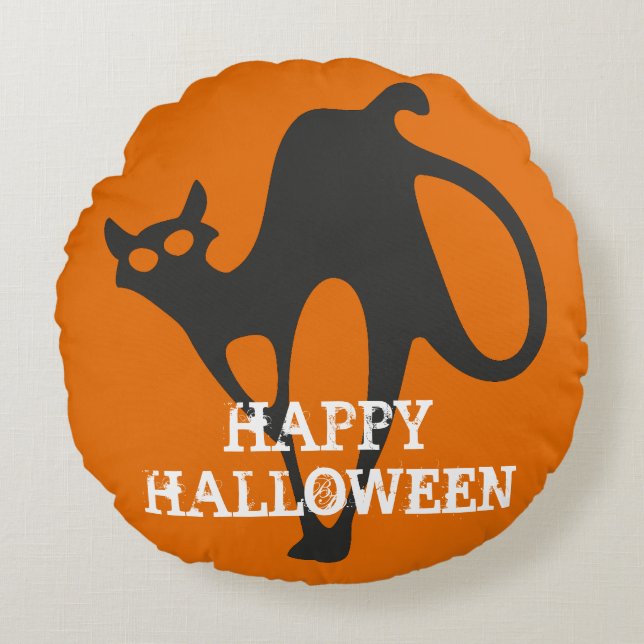 Halloween Cats Round Pillow (Front)