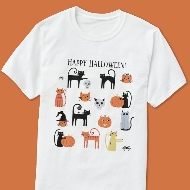 Halloween Cats Spooky T-Shirt (Fun Happy Halloween cat unisex t-shirt)