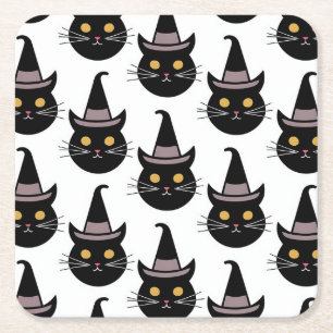 Halloween Cats Square Paper Coaster