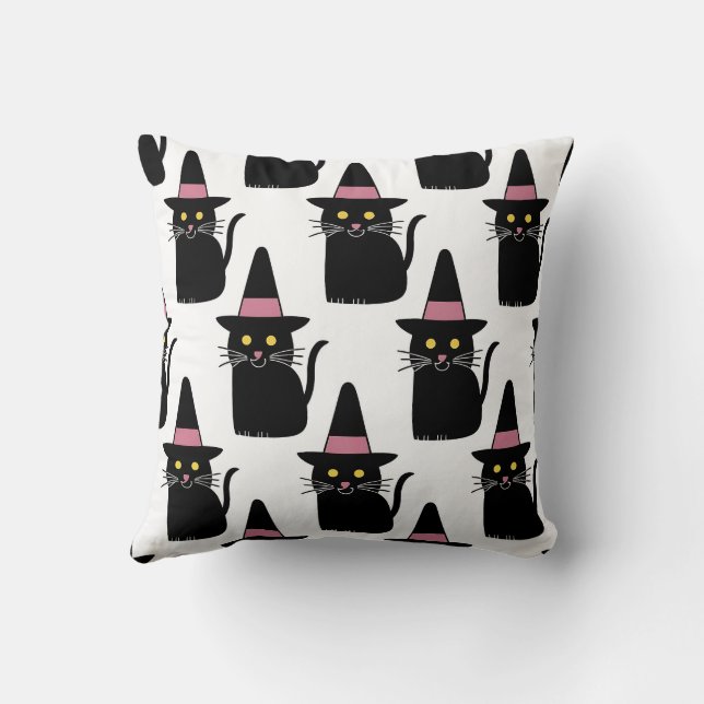 Halloween Cats Throw Pillow (Back)