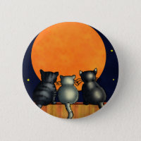 Halloween Cats Watch the Moon - Vintage Style Button