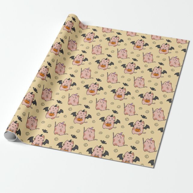 Halloween Cats Wrapping Paper (Unrolled)
