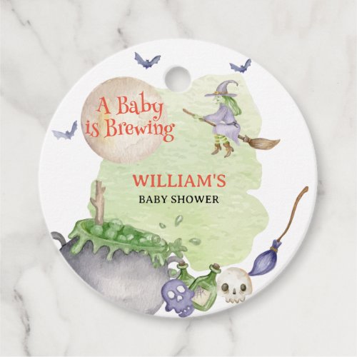 Halloween Cauldron Baby is Brewing Shower  Favor Tags