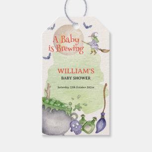 Halloween Cauldron Baby is Brewing Shower Gift Tags