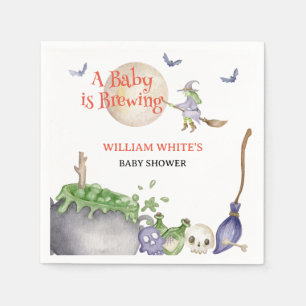 Halloween Cauldron Baby is Brewing Shower Napkins