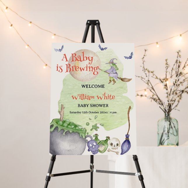 Halloween Cauldron Baby is Brewing Welcome Sign (In Situ (Stand))