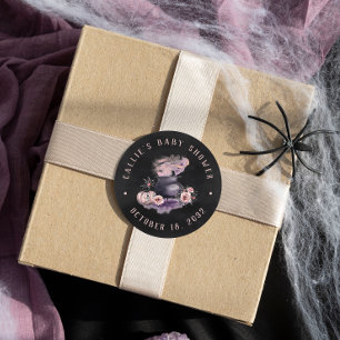 Halloween Cauldron Baby Shower Favor Classic Round Sticker