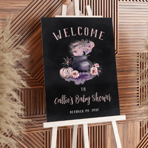 Halloween Cauldron Baby Shower Welcome Sign