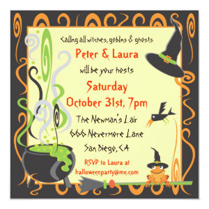 Halloween Cauldron Party Invitation