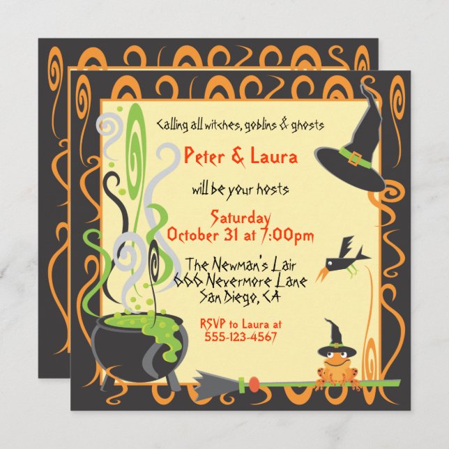 Halloween Cauldron Party Invitation (Front/Back)