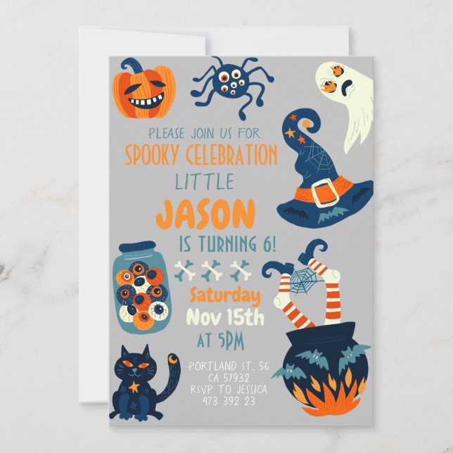 Halloween Cauldron Witch Kids Birthday Party Invitation (Front)