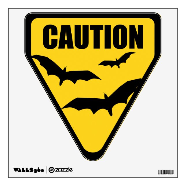 Halloween Caution Bats Sign Wall Decal (Front)