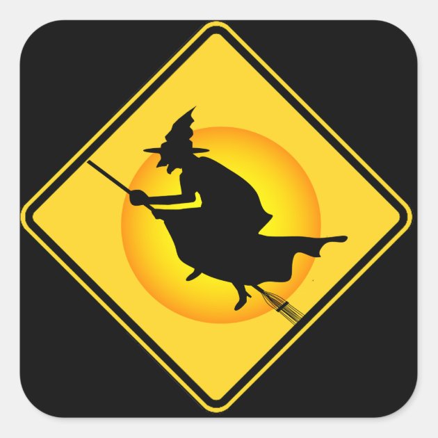 Halloween Caution Witch Stickers