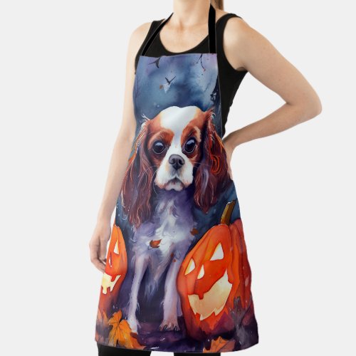 Halloween Cavalier King Charles Spaniel Pumpkins Apron