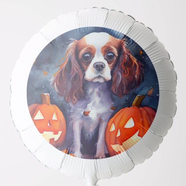 Halloween Cavalier King Charles Spaniel Pumpkins Balloon (Front)