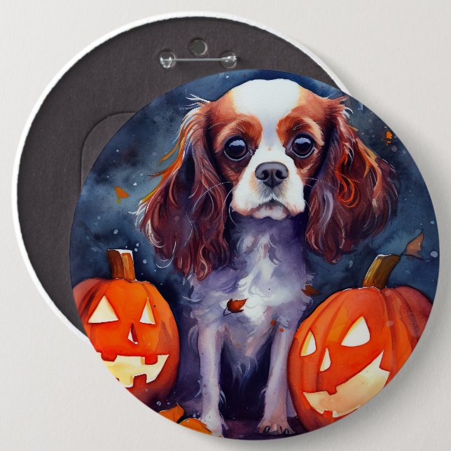 Halloween Cavalier King Charles Spaniel Pumpkins Button (Front & Back)