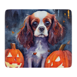 Halloween Cavalier King Charles Spaniel Pumpkins Cutting Board