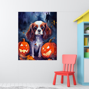 Halloween Cavalier King Charles Spaniel Pumpkins Poster
