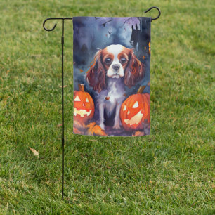 Halloween Cavalier King Charles Spaniel Pumpkins T Garden Flag