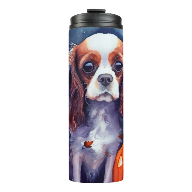 Halloween Cavalier King Charles Spaniel Pumpkins Thermal Tumbler (Front)