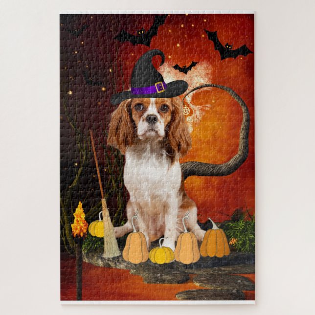 Halloween Cavalier King Dog Jigsaw Puzzle (Vertical)