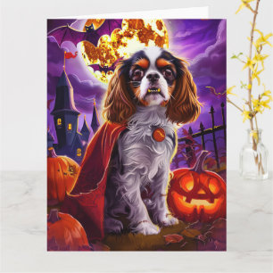 Halloween Cavalier King Vampire Pumpkins Scary Card