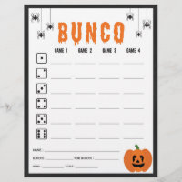 Halloween Celebration Bunco Game Score Card