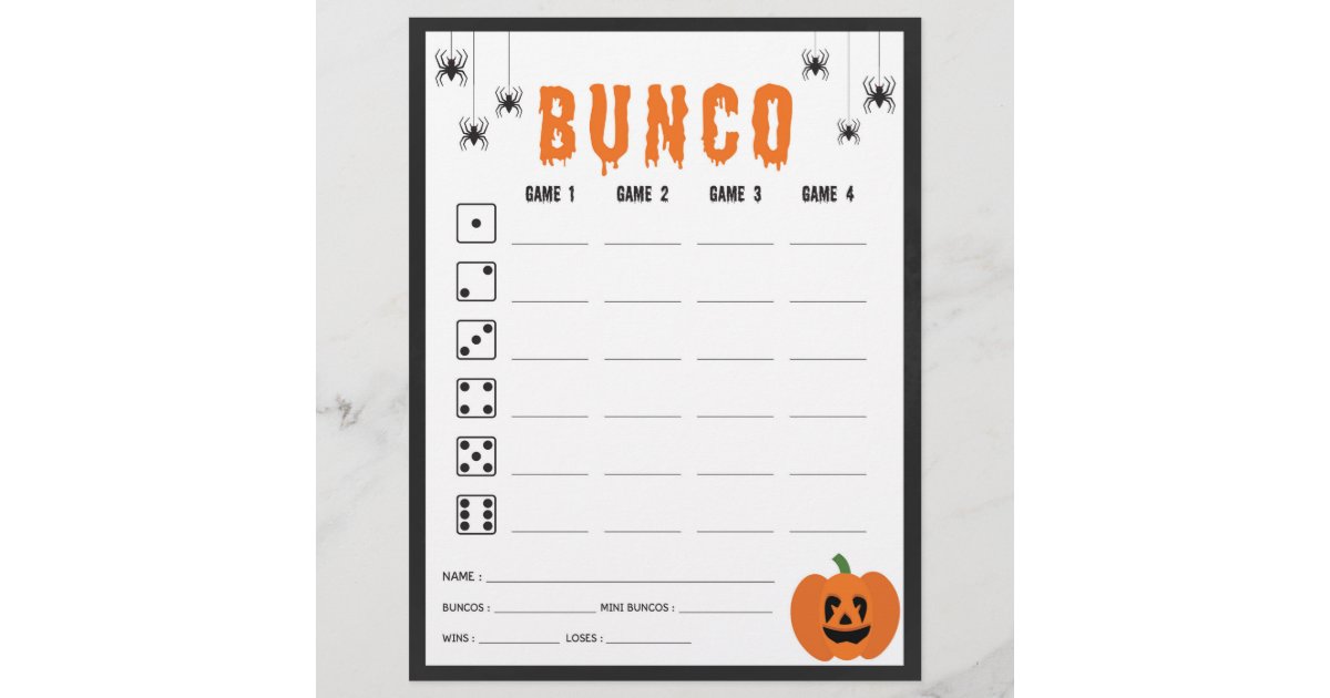 Halloween Celebration Bunco Game Score Card | Zazzle