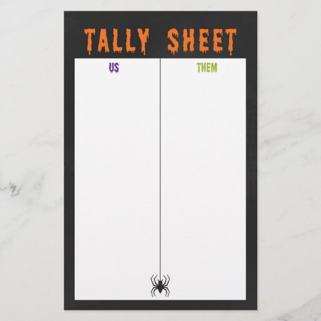 Halloween Celebration Bunco Game Tally Sheet (Front)